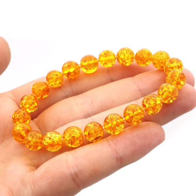 琥珀 アンバー ブレスレット 8mm ナチュラルカラー リトアニア バルト海産 バルティックアンバー  こはくamber