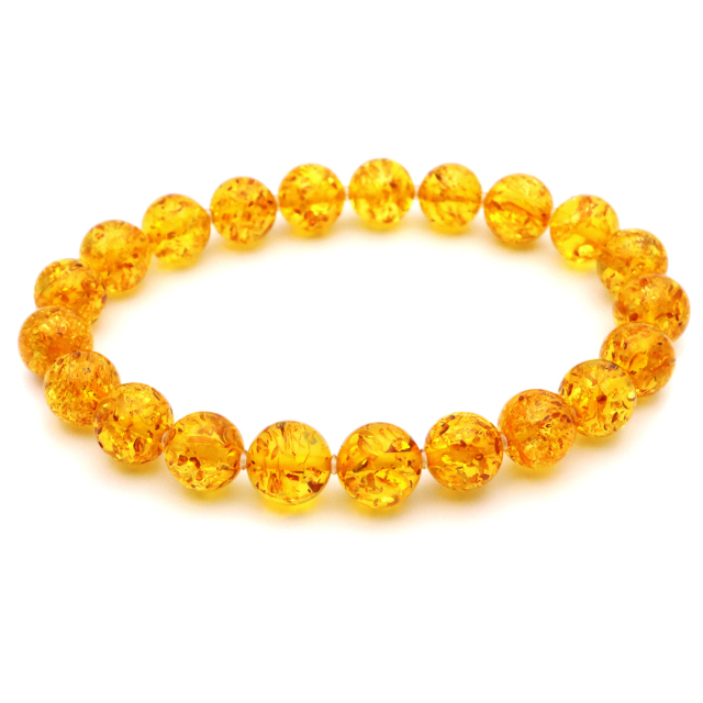 琥珀 アンバー ブレスレット 8mm ナチュラルカラー リトアニア バルト海産 バルティックアンバー  こはくamber