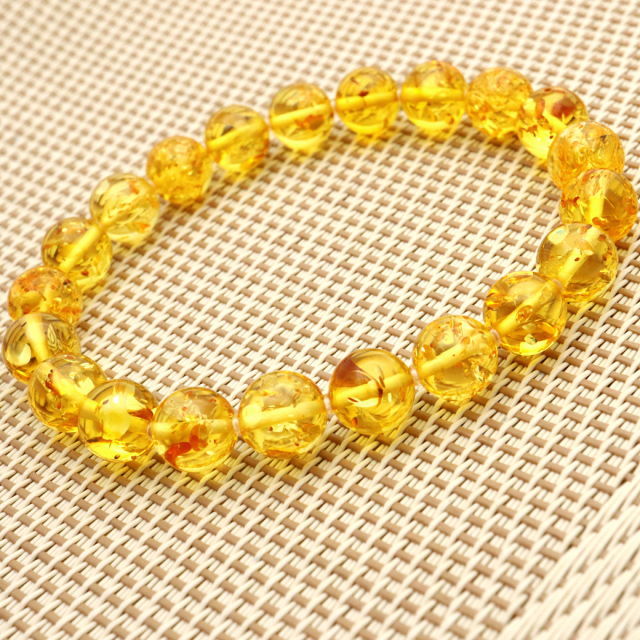 琥珀 アンバー ブレスレット 8mm ナチュラルカラー リトアニア バルト海産 バルティックアンバー  こはく