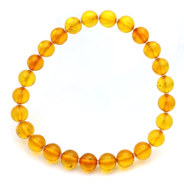 オレンジ アンバー ブレスレット 7mm ナチュラルカラー リトアニア バルト海産 バルティックアンバー 琥珀 こはくamber