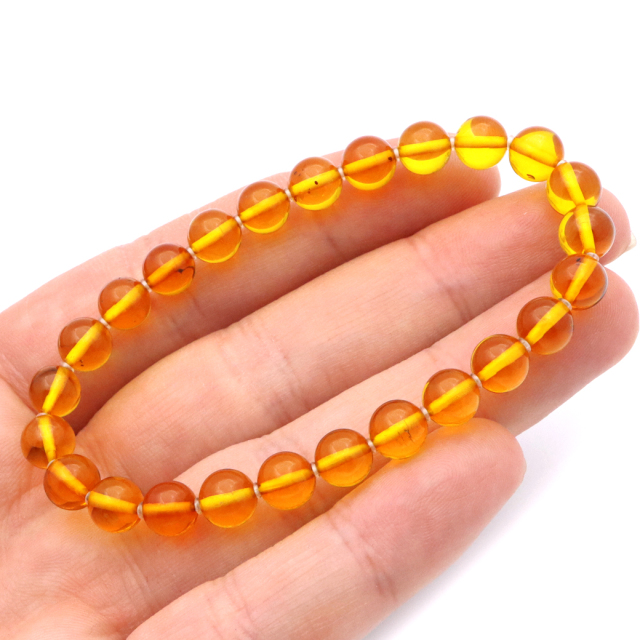 オレンジ アンバー ブレスレット 7mm ナチュラルカラー リトアニア バルト海産 バルティックアンバー 琥珀 こはくamber