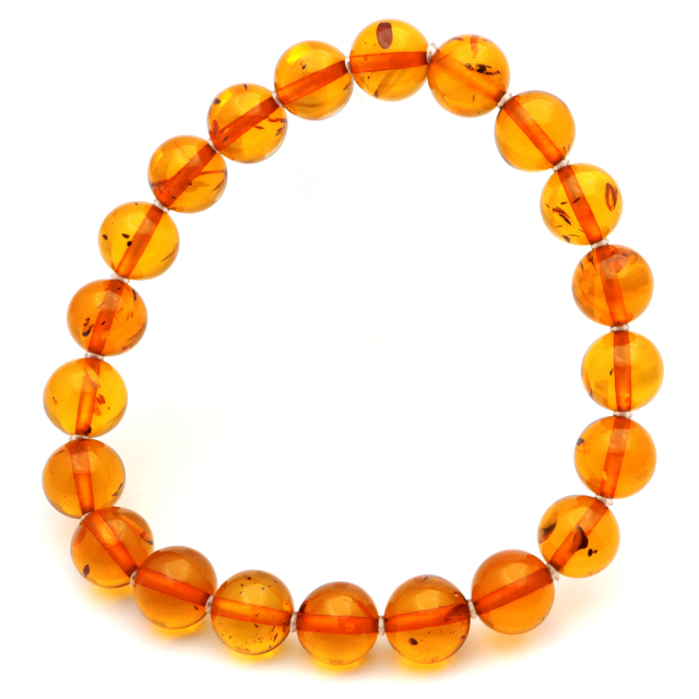 オレンジ アンバー ブレスレット 8mm ナチュラルカラー リトアニア バルト海産 バルティックアンバー 琥珀 こはくamber