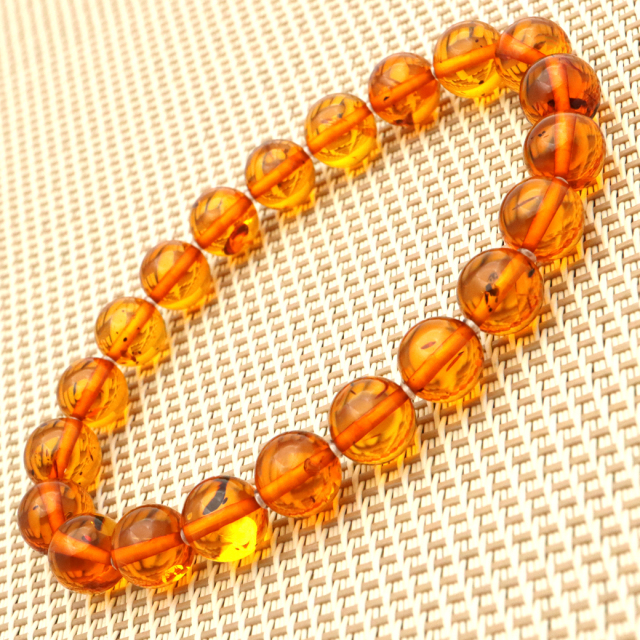 オレンジ アンバー ブレスレット 8mm ナチュラルカラー リトアニア バルト海産 バルティックアンバー 琥珀 こはくamber