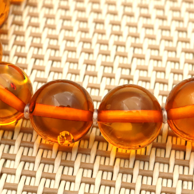オレンジ アンバー ブレスレット 8mm ナチュラルカラー リトアニア バルト海産 バルティックアンバー 琥珀 こはくamber