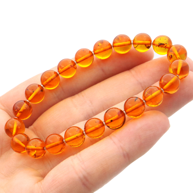 オレンジ アンバー ブレスレット 8mm ナチュラルカラー リトアニア バルト海産 バルティックアンバー 琥珀 こはくamber