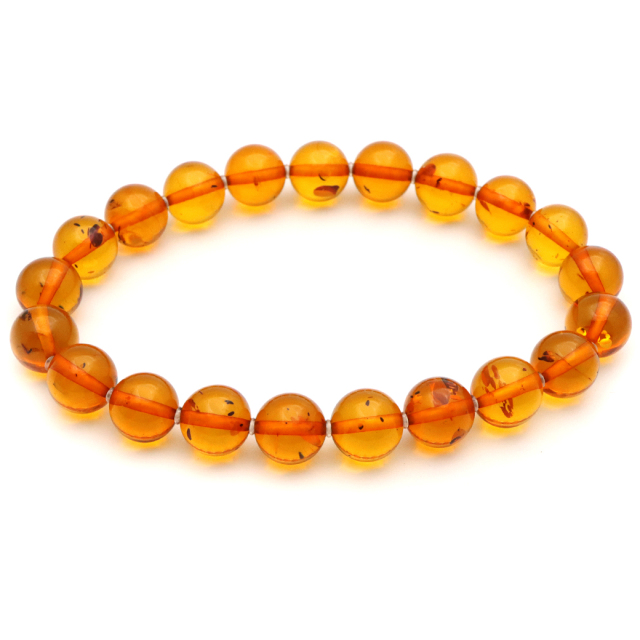 オレンジ アンバー ブレスレット 8mm ナチュラルカラー リトアニア バルト海産 バルティックアンバー 琥珀 こはくamber