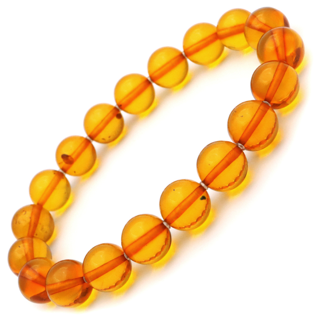 オレンジ アンバー ブレスレット 10mm ナチュラルカラー リトアニア バルト海産 バルティックアンバー 琥珀 こはくamber