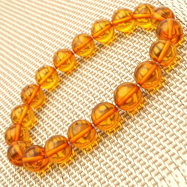 オレンジ アンバー ブレスレット 10mm ナチュラルカラー リトアニア バルト海産 バルティックアンバー 琥珀 こはくamber