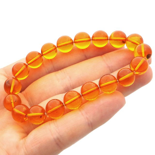 オレンジ アンバー ブレスレット 10mm ナチュラルカラー リトアニア バルト海産 バルティックアンバー 琥珀 こはくamber