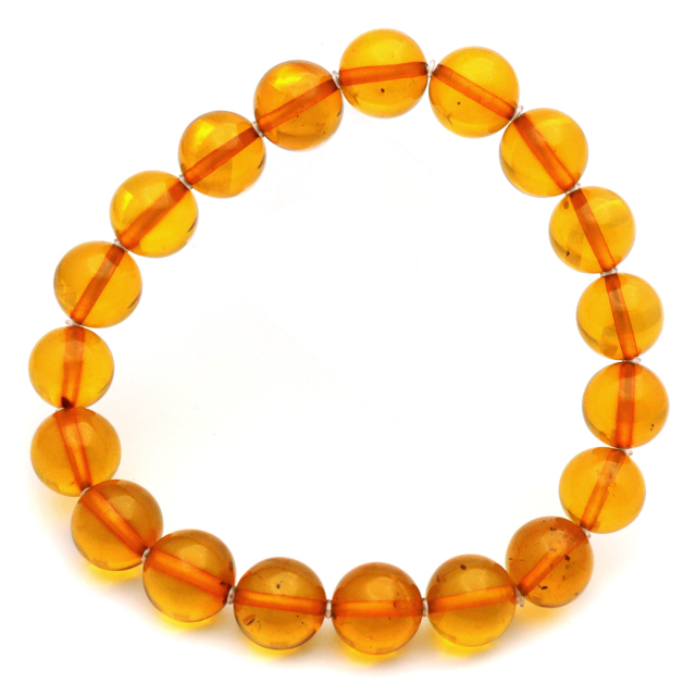 オレンジ アンバー ブレスレット 10mm ナチュラルカラー リトアニア  