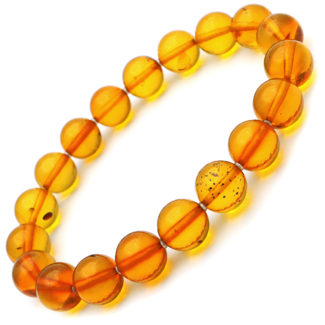 オレンジ アンバー ブレスレット 10mm ナチュラルカラー リトアニア バルト海産 バルティックアンバー 琥珀 こはくamber