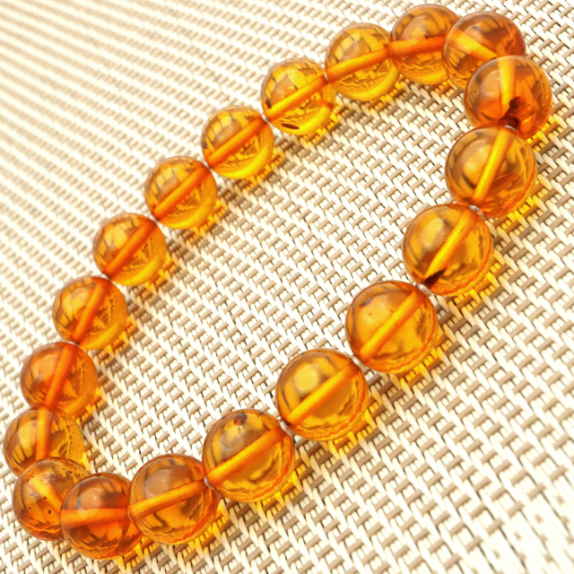 オレンジ アンバー ブレスレット 10mm ナチュラルカラー リトアニア バルト海産 バルティックアンバー 琥珀 こはくamber
