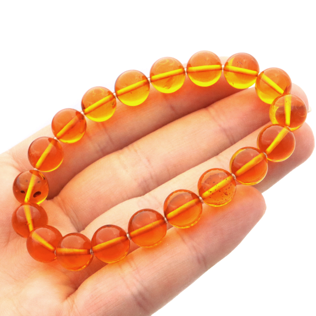 オレンジ アンバー ブレスレット 10mm ナチュラルカラー リトアニア バルト海産 バルティックアンバー 琥珀 こはくamber