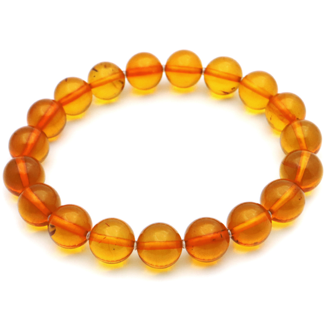 オレンジ アンバー ブレスレット 10mm ナチュラルカラー リトアニア