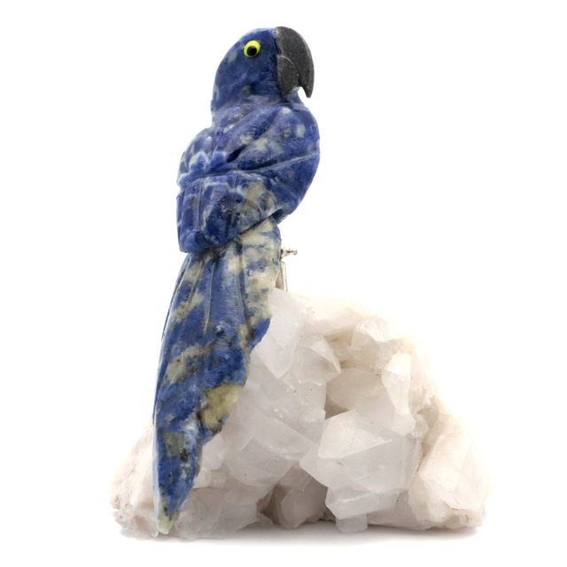 天然石 鳥 置き物 オーナメント 宝石鳥 インコ ラピスラズリ オウム 水晶 クラスター 原石 パワーストーン 彫刻 彫り物 天然石 1点もの