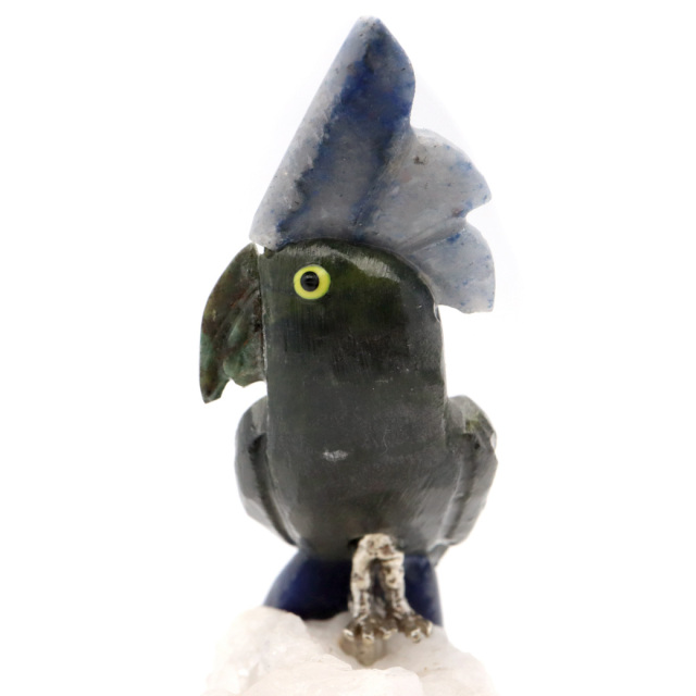天然石 鳥 置き物 オーナメント 宝石鳥 インコ ソーダライト オウム 水晶 クラスター 原石 パワーストーン 彫刻 彫り物 天然石 1点もの