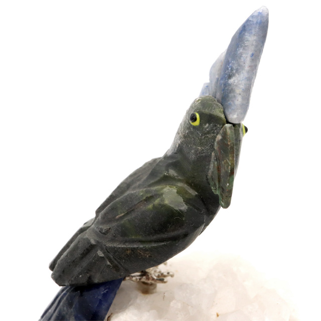 天然石 鳥 置き物 オーナメント 宝石鳥 インコ ソーダライト オウム 水晶 クラスター 原石 パワーストーン 彫刻 彫り物 天然石 1点もの