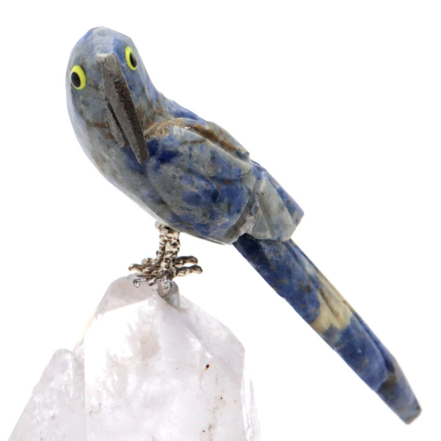天然石 鳥 置き物 オーナメント 宝石鳥 インコ ソーダライト オウム 水晶 クラスター 原石 パワーストーン 彫刻 彫り物 天然石 1点もの