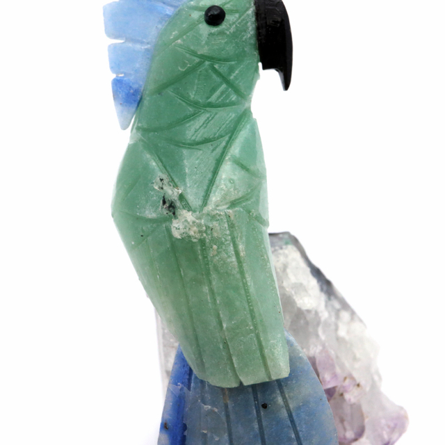 天然石 鳥 置き物 オーナメント 宝石鳥 インコ インド翡翠 ソーダ  