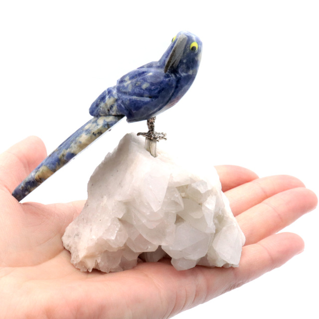 天然石 鳥 置き物 オーナメント 宝石鳥 インコ ラピスラズリ オウム 水晶 クラスター 原石 パワーストーン 彫刻 彫り物 天然石 1点もの