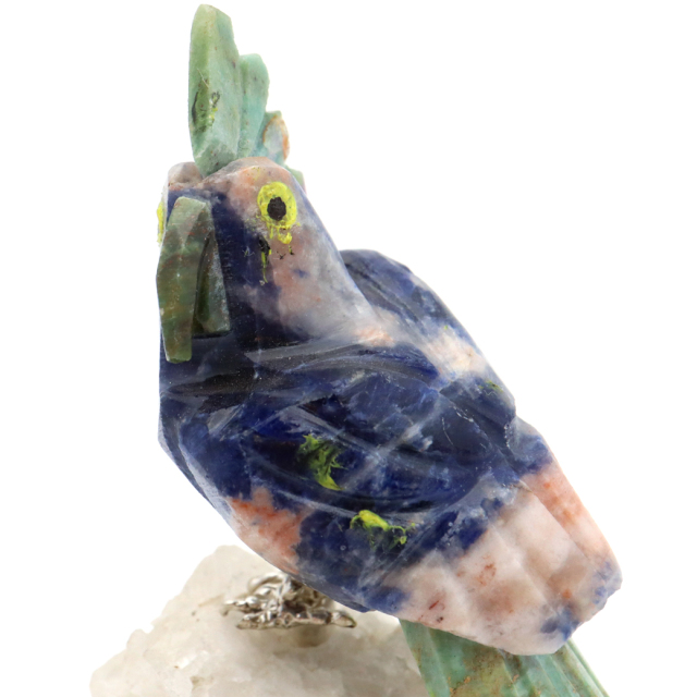 天然石 鳥 置き物 オーナメント 宝石鳥 インコ ソーダライト オウム 水晶 クラスター 原石 パワーストーン 彫刻 彫り物