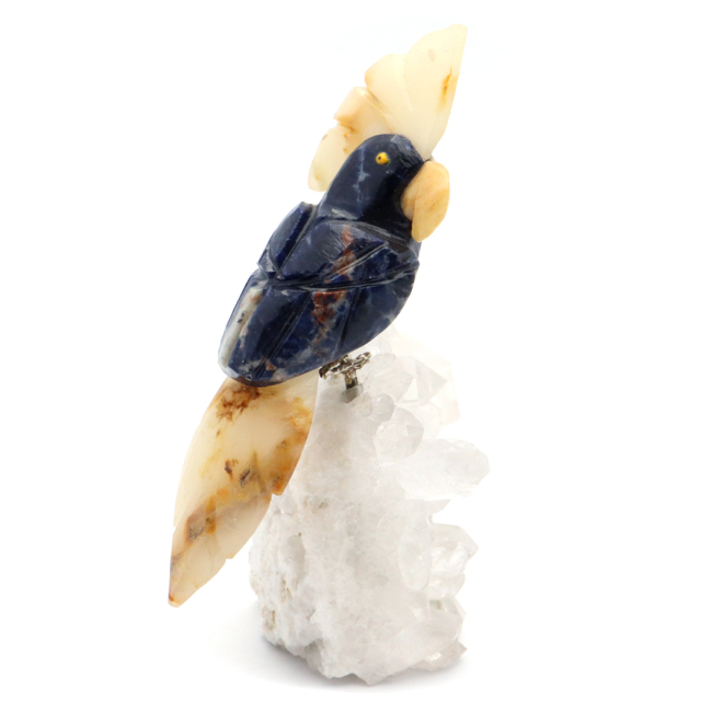天然石 鳥 置き物 オーナメント 宝石鳥 インコ ソーダライト オウム 水晶 クラスター 原石 パワーストーン 彫刻 彫り物