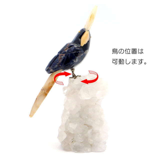 天然石 鳥 置き物 オーナメント 宝石鳥 インコ ソーダライト オウム 水晶 クラスター 原石 パワーストーン 彫刻 彫り物