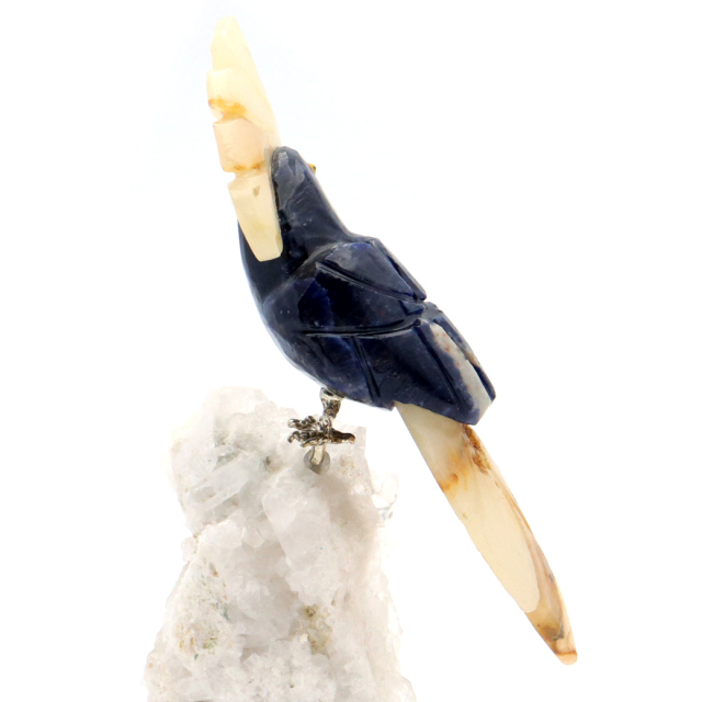 天然石 鳥 置き物 オーナメント 宝石鳥 インコ ソーダライト オウム 水晶 クラスター 原石 パワーストーン 彫刻 彫り物