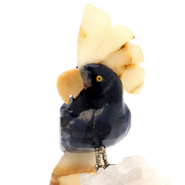 天然石 鳥 置き物 オーナメント 宝石鳥 インコ ソーダライト オウム 水晶 クラスター 原石 パワーストーン 彫刻 彫り物