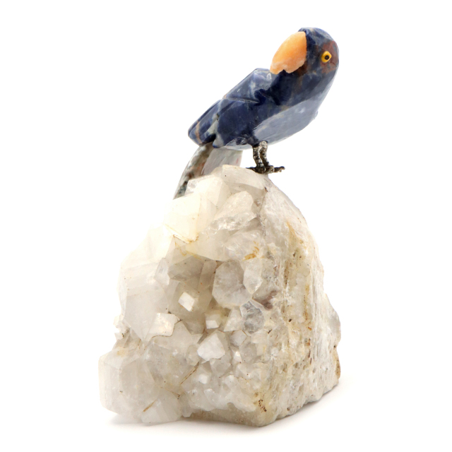 天然石 鳥 置き物 オーナメント 宝石鳥 インコ ソーダライト オウム 水晶 クラスター 原石 パワーストーン 彫刻 彫り物