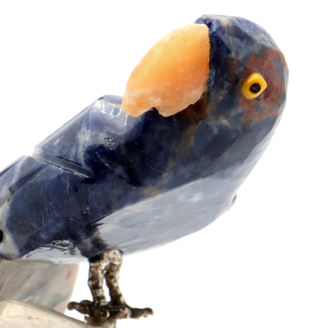 天然石 鳥 置き物 オーナメント 宝石鳥 インコ ソーダライト オウム 水晶 クラスター 原石 パワーストーン 彫刻 彫り物