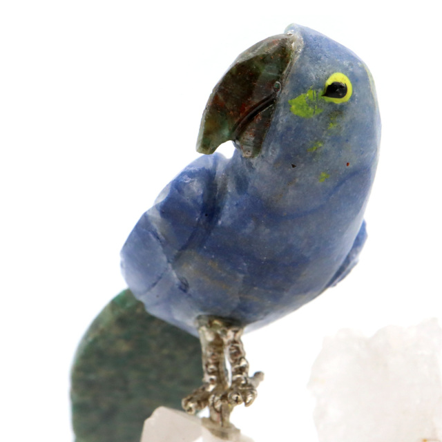 天然石 鳥 置き物 オーナメント 宝石鳥 インコ ソーダライト オウム 水晶 クラスター 原石 パワーストーン 彫刻 彫り物 天然石 1点もの