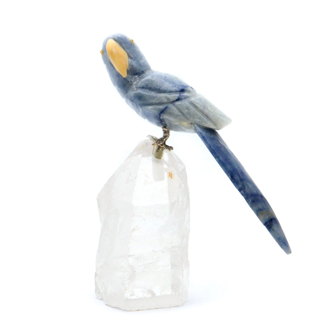 天然石 鳥 置き物 オーナメント 宝石鳥 インコ ソーダライト オウム 水晶 クラスター 原石 パワーストーン 彫刻 彫り物 天然石 1点もの
