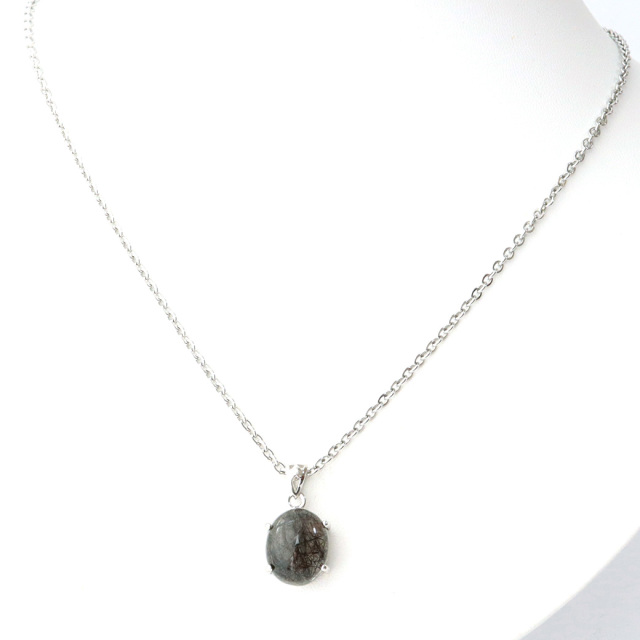 ブラックルチル ペンダント ルチルクォーツ 黒針 Silver925 チェーン付き