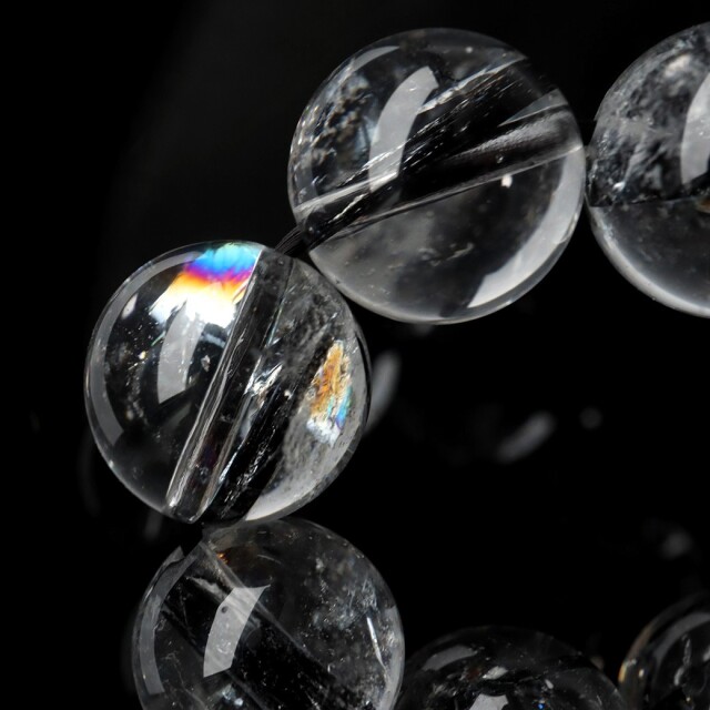 アイリス ブラックトルマリン イン クォーツ ブレスレット 11mm 虹入り水晶 1点物
