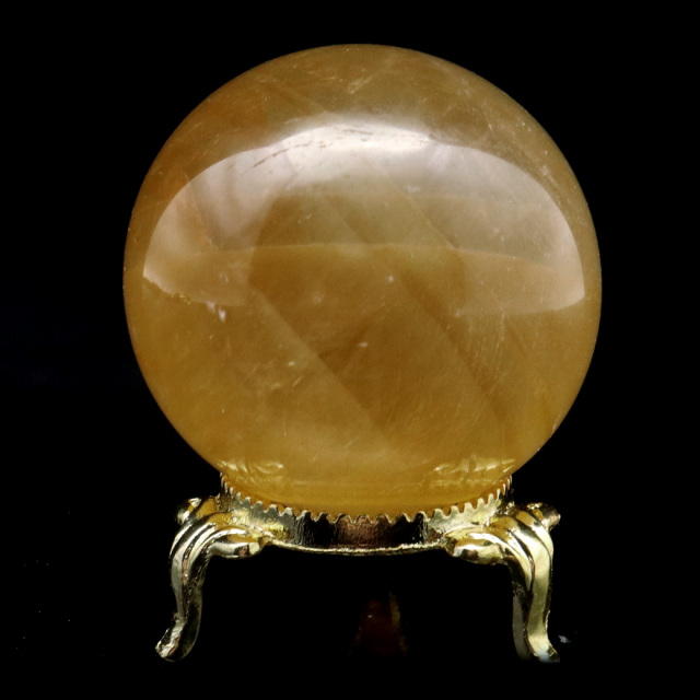 ゴールデン カルサイト 丸玉 台座付き 天然石 パワーストーン 1点もの 置き物 インテリア 方解石 風水 ほうかいせき イエロー