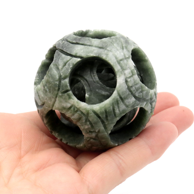 ネフライト 天球 多層構造 透かし細工 丸玉 1点もの