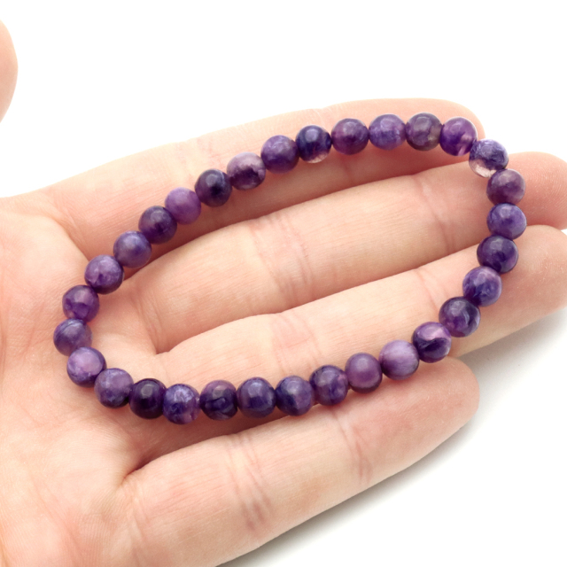 チャロアイト エンジェルシリカ ブレスレット 6mm ロシア産 天然石 1点物 Charoite チャロ石
