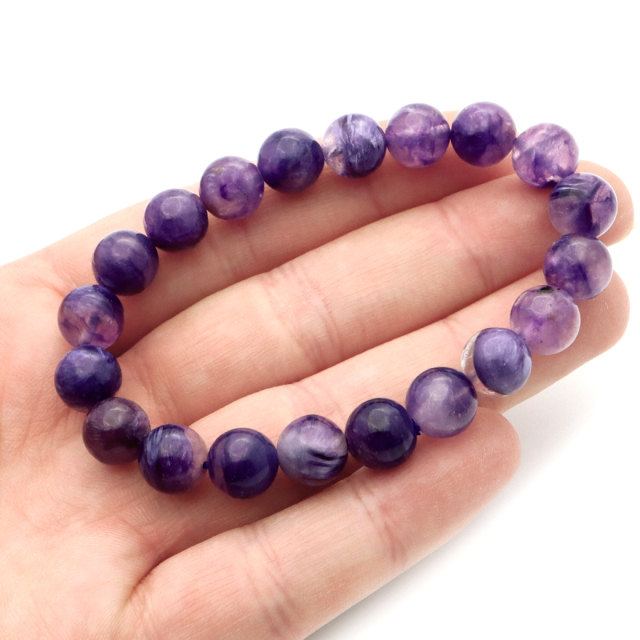 チャロアイト エンジェルシリカ ブレスレット 9.5mm ロシア産 天然石 1点物 Charoite チャロ石