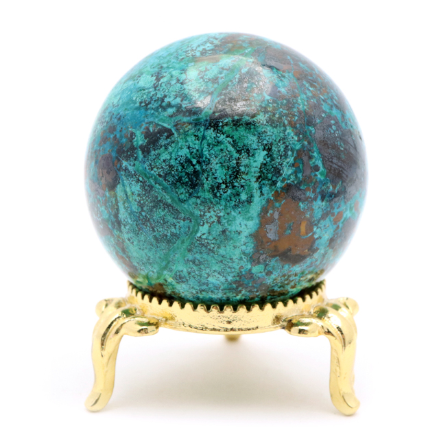 クリソコラ 丸玉 台座付き スフィア 直径 約40mm 天然石 置き物 原石 置物 インテリア 鉱物 オブジェ パワーストーン