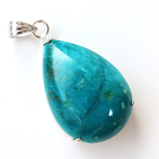 クリソコラ ペンダント Silver925 チェーン付き パワーストーン 1点物