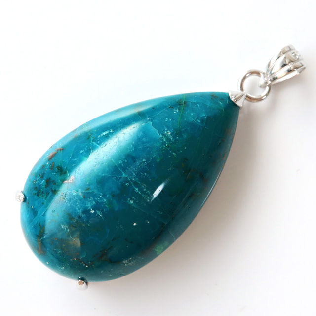 クリソコラ ペンダント Silver925 チェーン付き パワーストーン 1点物