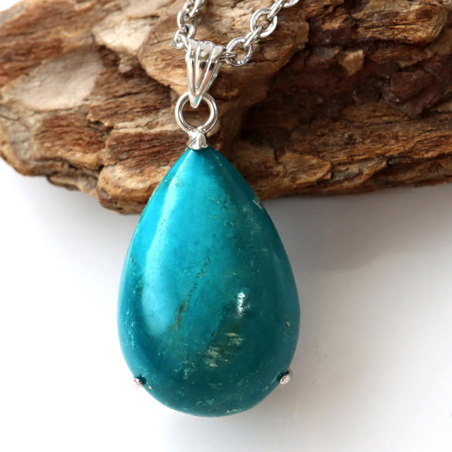 クリソコラ ペンダント Silver925 チェーン付き パワーストーン 1点物