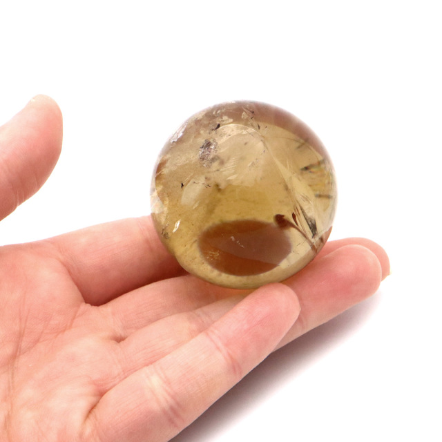 シトリン 非加熱 丸玉 黄水晶 ブラジル産 直径約47mm ナチュラルカラー  木製台座付き 1点もの スフィア 11月 誕生石 置き物
