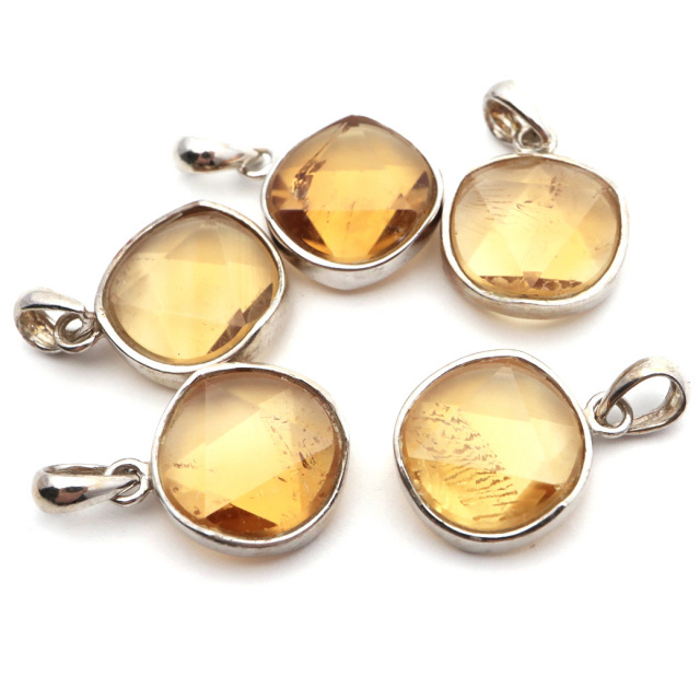 シトリン ネックレス 天然石 ペンダント 六芒星 クォーツ 黄色 水晶