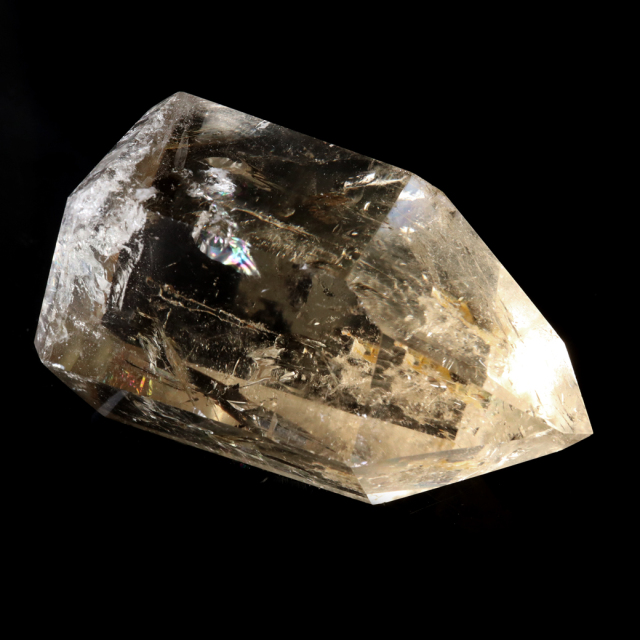 シトリン 非加熱 ポリッシュ ポイント 虹入り 六角柱 黄水晶