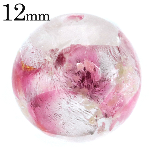 ホタルガラス 光る クリア ピンク ビーズ 粒売り 1粒 12mm 透明 桃色 蓄光 夜光 とんぼ玉 ほたる 蛍 トンボ玉