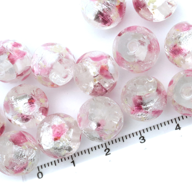 ホタルガラス 光る クリア ピンク ビーズ 粒売り 1粒 12mm 透明 桃色 蓄光 夜光 とんぼ玉 ほたる 蛍 トンボ玉
