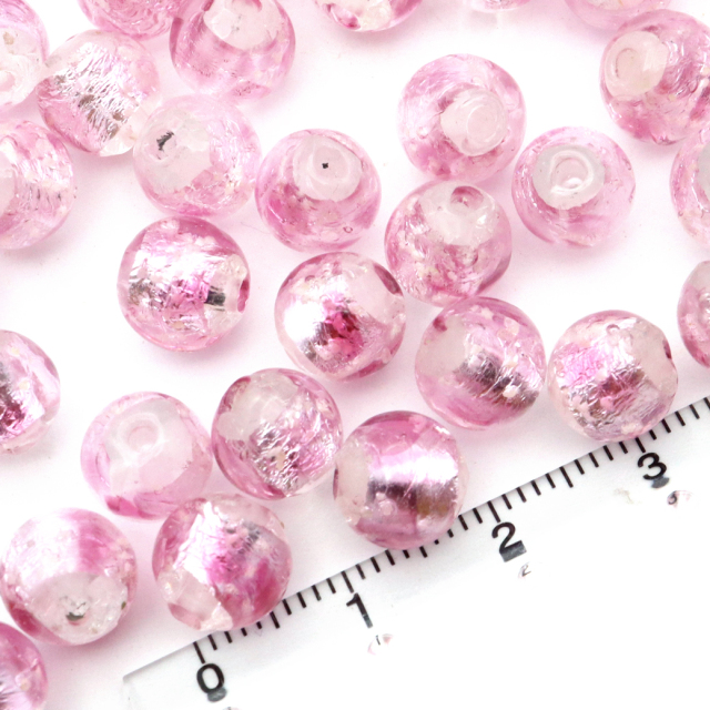 ホタルガラス 光る チェリーピンク クリア ビーズ 粒売り 1粒 8mm 透明 桃色 蓄光 夜光 とんぼ玉 ほたる 蛍 トンボ玉