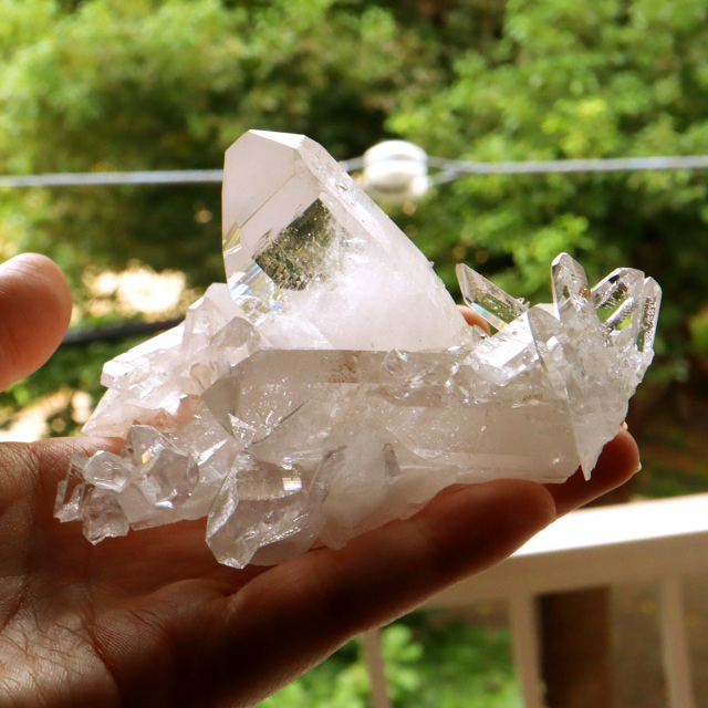 天然 水晶 クラスター 228g ブラジル ゼッカ産 透明感が美しい ゼッカクォーツ 原石 天然石 1点物
